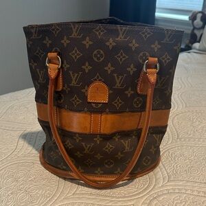 Louis Vuitton Monogram Canvas Brown and Tan Bucket Shoulder Bag